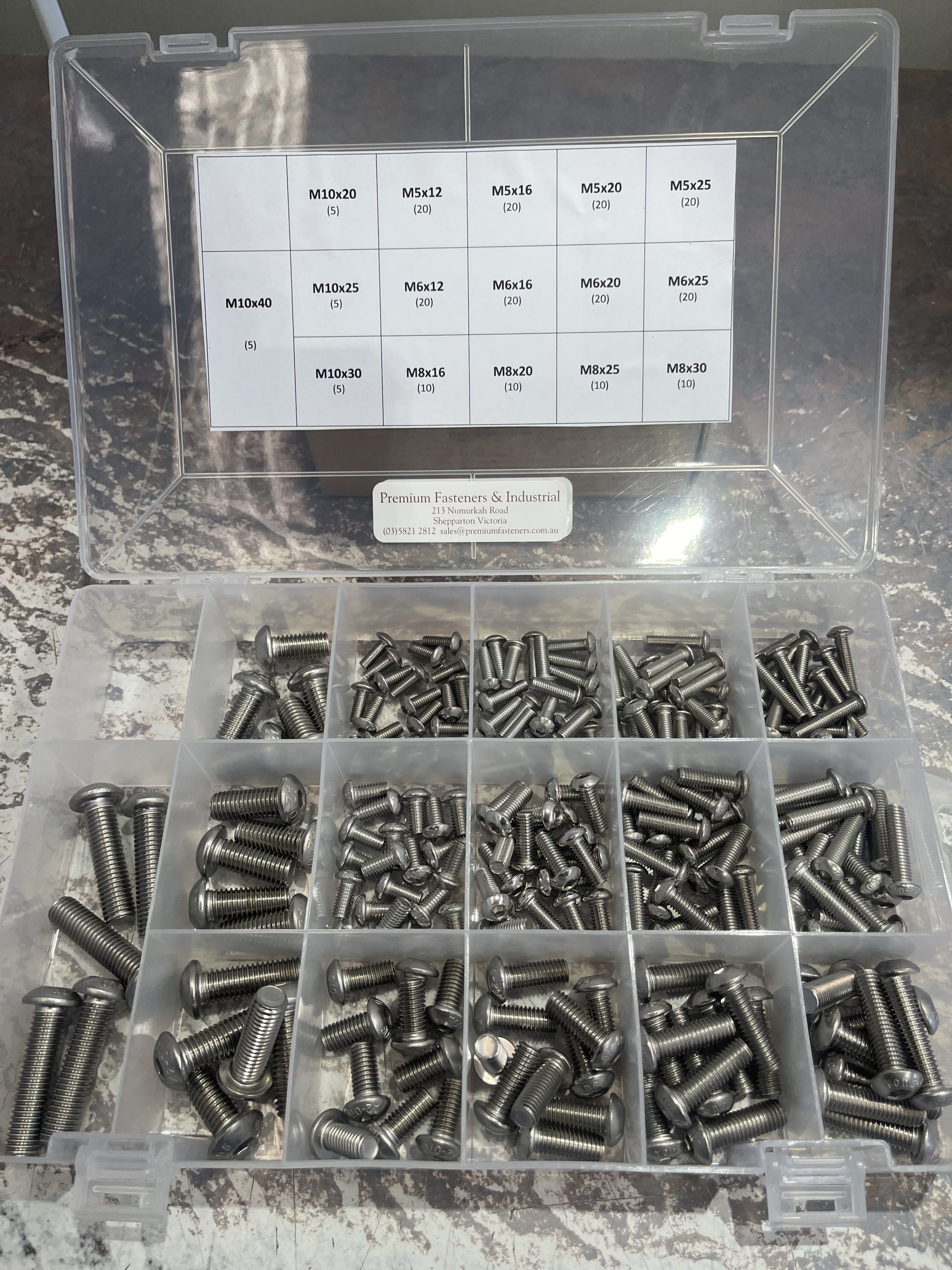 220pce Metric Button Head Kit M5 - M10 Stainless G304