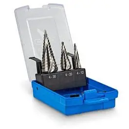 SUTTON 4-12mm, 4-20mm, 4-30mm HSS Spiral Step Drill Set - 3 Piece - Image 2