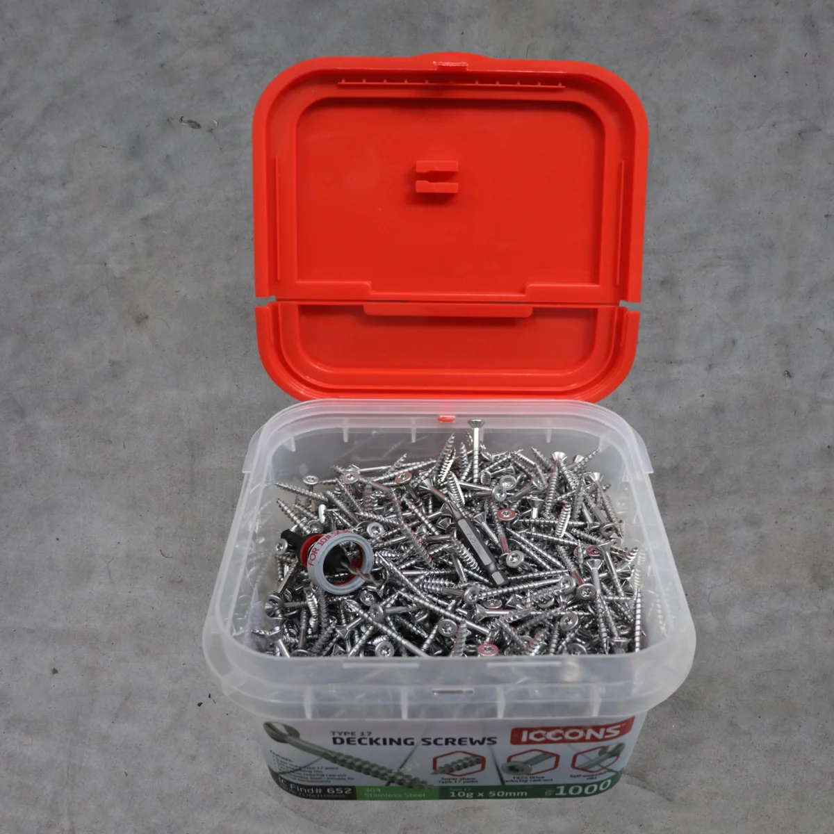 10g x 50mm 304SS Torx Decking Screw Combo - 1000 Screws + Countersink - Image 2